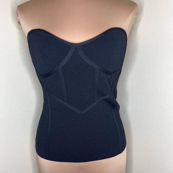 Zara Bustier Corset Top Medium Womens Strapless Sweetheart Neck Knit Versatile - Picture 2 of 9
